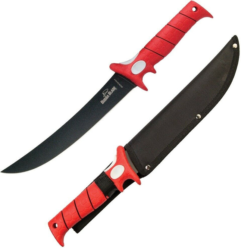 Bubba Blade Stiff Fillet Kitchen Knife 9" High Carbon Steel Full Tang Blade Red TPR Handle 19S -Bubba Blade - Survivor Hand Precision Knives & Outdoor Gear Store