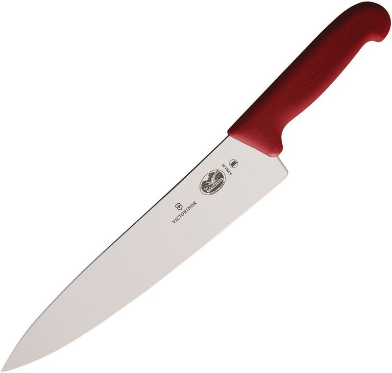 Victorinox Chef's Fixed Knife 10" Satin Finish Stainless Steel Blade Red Fibrox Handle 5200125 -Victorinox - Survivor Hand Precision Knives & Outdoor Gear Store