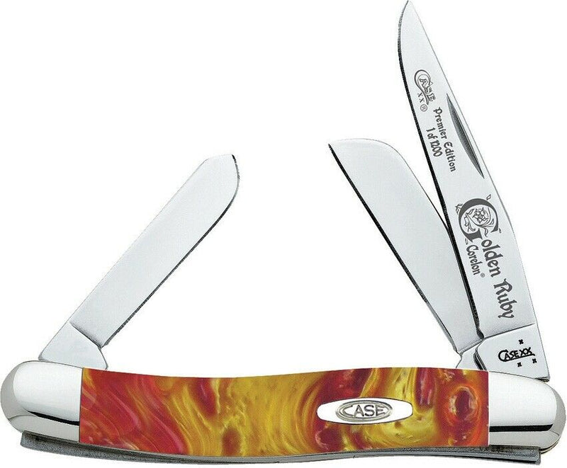 Case XX Stockman Pocket Knife Stainless Steel Blades Golden Ruby Corelon Handle 9318GR -Case Cutlery - Survivor Hand Precision Knives & Outdoor Gear Store