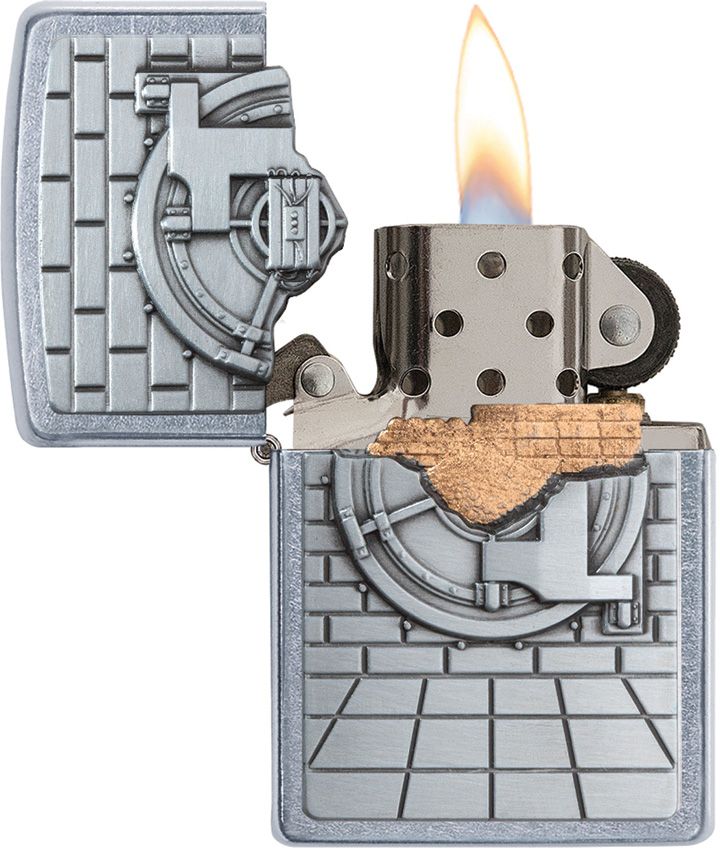 Zippo Gold Surprise Lighter With Street Chrome Design And Dimensions: 0.5" x 2.25" 00147 -Zippo - Survivor Hand Precision Knives & Outdoor Gear Store