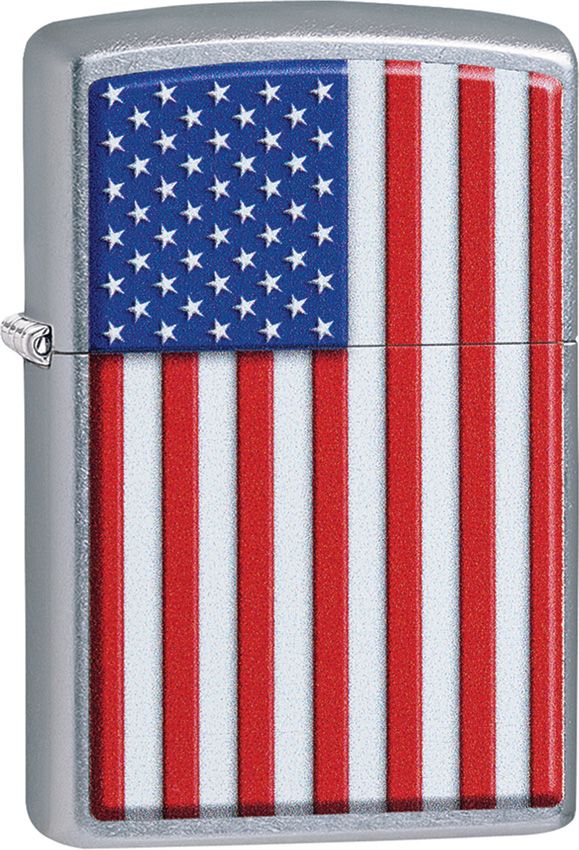 Zippo Patriotic Lighter With Street Chrome Design And Dimensions: 0.5" x 2.25" 06229 -Zippo - Survivor Hand Precision Knives & Outdoor Gear Store