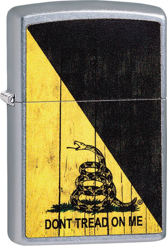 Zippo Dont Tread On Me Lighter Street Chrome And Dimensions: 1.44" x 2.25" 08718 -Zippo - Survivor Hand Precision Knives & Outdoor Gear Store