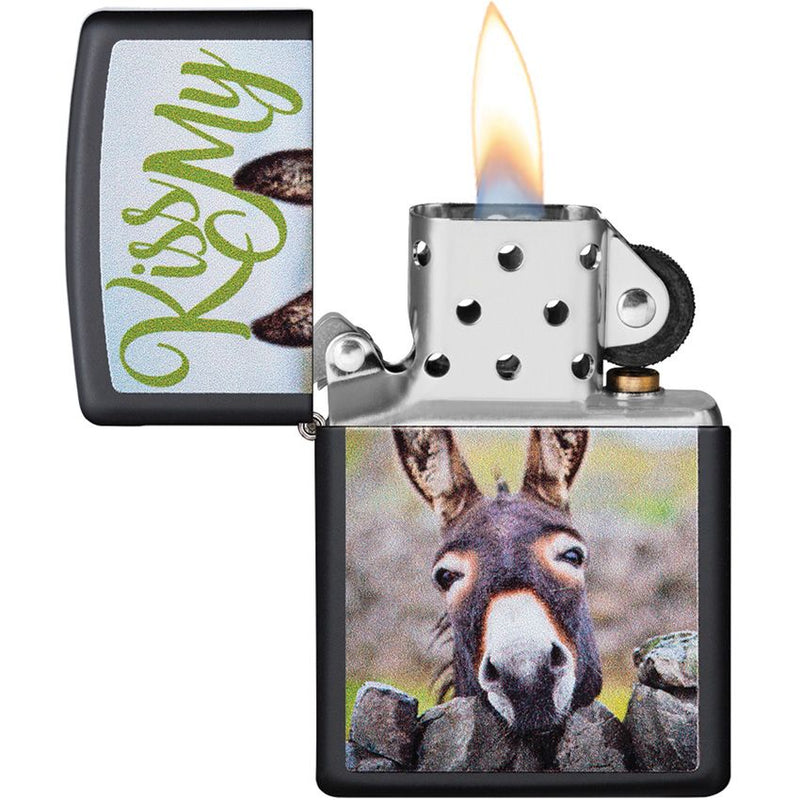 Zippo Kiss My Lighter Black Matte And Dimensions: 0.5" x 2.25" 09076 -Zippo - Survivor Hand Precision Knives & Outdoor Gear Store