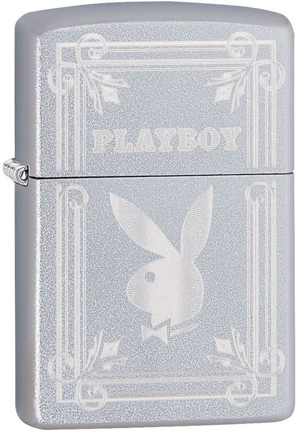 Zippo Playboy Lighter Satin Chrome And Dimensions: 1.44" x 2.25" 11334 -Zippo - Survivor Hand Precision Knives & Outdoor Gear Store