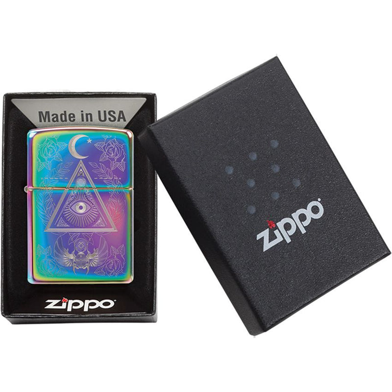 Zippo Lighter Eye Of Providence Windproof All Metal Construction Multi Color And Dimensions 0.5" x 2.25" Made in USA 11476 -Survivor Hand - Survivor Hand Precision Knives & Outdoor Gear Store