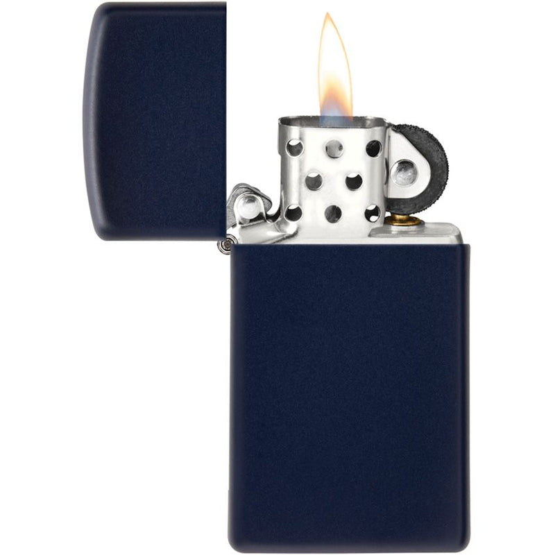 Zippo Lighter Slim Windproof All Metal Construction Navy Matte No Logo And Dimensions: 0.38" x 2.38" Made in USA11639 -Zippo - Survivor Hand Precision Knives & Outdoor Gear Store