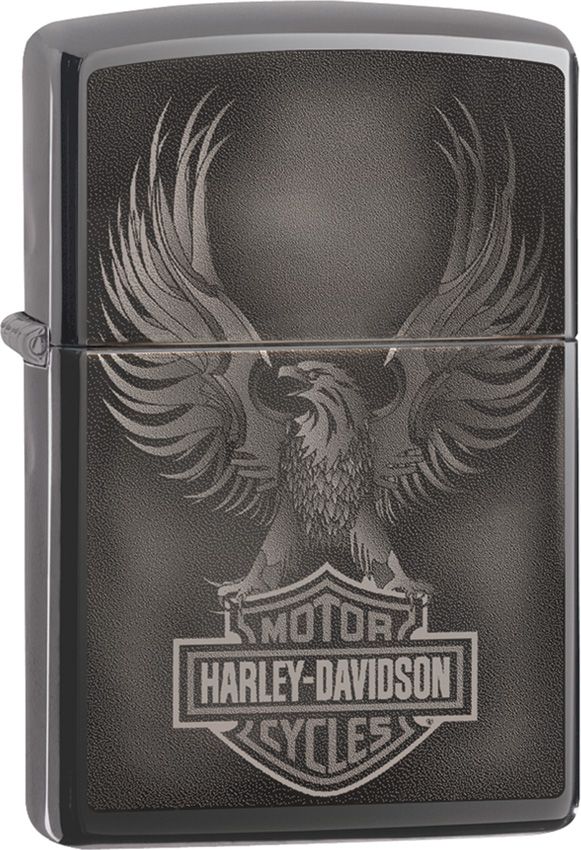 Zippo Lighter Harley-Davidson Design Windproof All Metal Construction With Black Ice Color And Dimensions 0.5" x 2.25" Made in USA 12388 -Zippo - Survivor Hand Precision Knives & Outdoor Gear Store