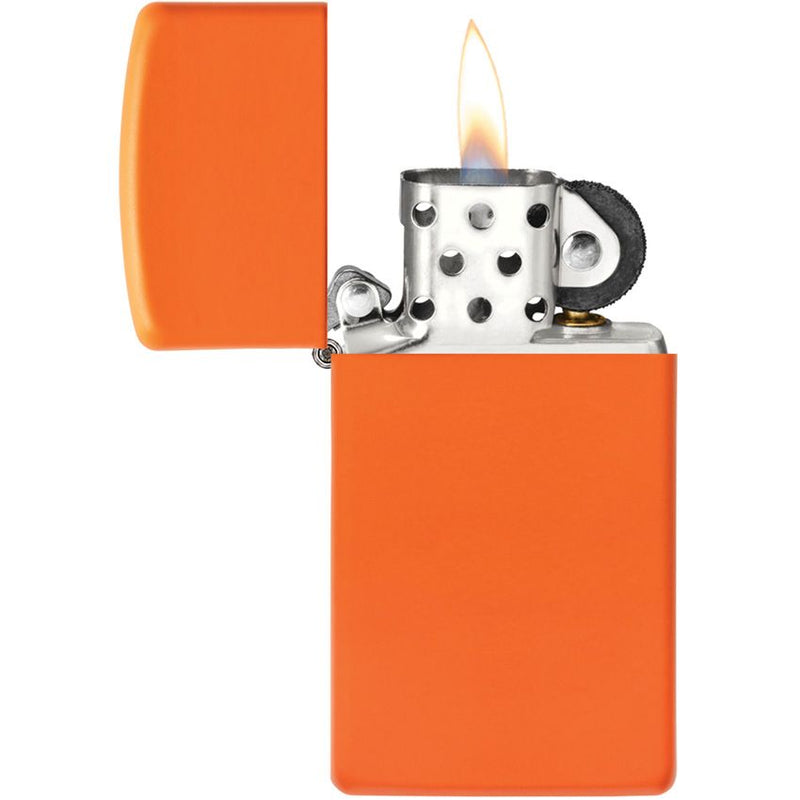 Zippo Lighter Slim Windproof All Metal Construction No Logo Orange Color And Dimensions: 0.38" x 2.38" Made in USA 13335 -Zippo - Survivor Hand Precision Knives & Outdoor Gear Store