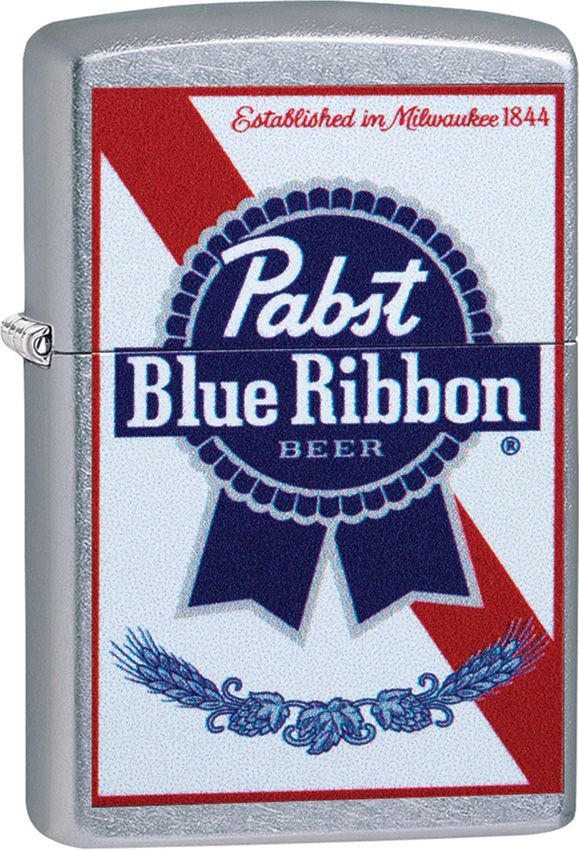 Zippo Lighter Pabst Blue Ribbon Street Chrome Windproof All Metal Construction And Dimensions 0.5" x 2.25" Made in USA 13424 -Zippo - Survivor Hand Precision Knives & Outdoor Gear Store