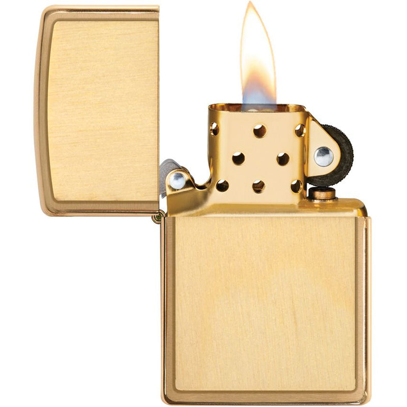 Zippo Lighter Woodchuck Birch All Metal Construction; Windproof design Brushed Brass And Dimensions 0.5" x 2.25" Made in USA 13700 -Zippo - Survivor Hand Precision Knives & Outdoor Gear Store