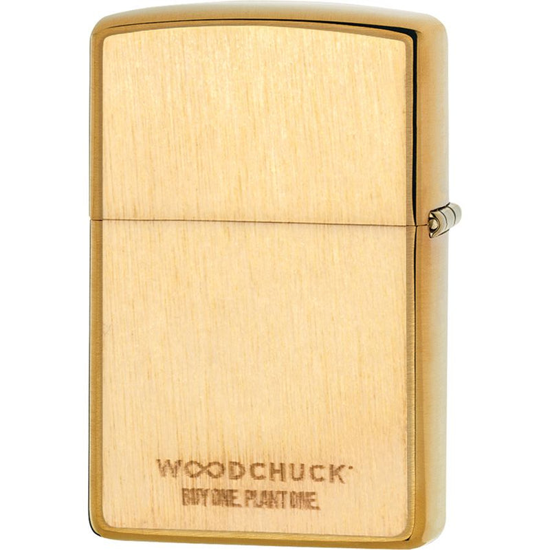 Zippo Lighter Woodchuck Birch All Metal Construction; Windproof design Brushed Brass And Dimensions 0.5" x 2.25" Made in USA 13700 -Zippo - Survivor Hand Precision Knives & Outdoor Gear Store