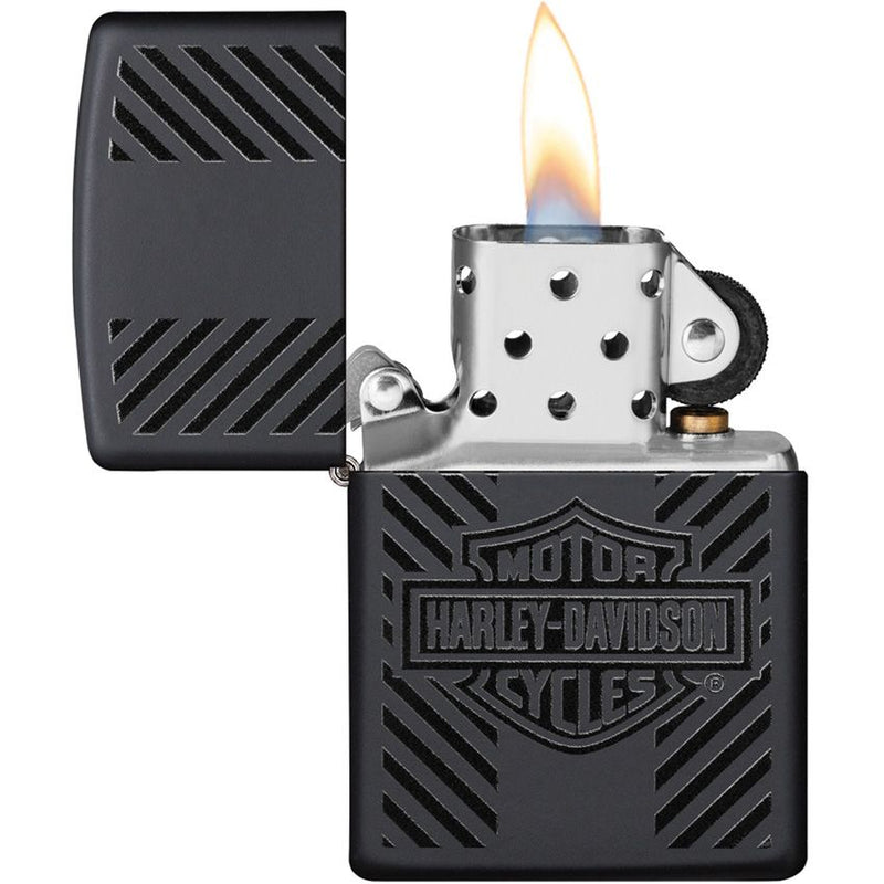 Zippo Lighter Harley-Davidson Design Windproof All Metal Construction With Black Matte Color And Dimensions 0.5" x 2.25" Made in USA 14489 -Zippo - Survivor Hand Precision Knives & Outdoor Gear Store