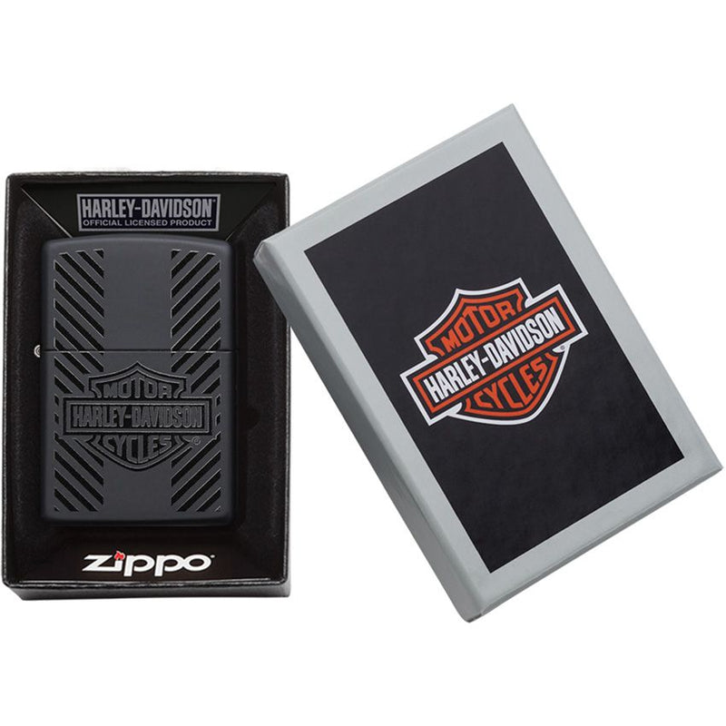 Zippo Lighter Harley-Davidson Design Windproof All Metal Construction With Black Matte Color And Dimensions 0.5" x 2.25" Made in USA 14489 -Zippo - Survivor Hand Precision Knives & Outdoor Gear Store