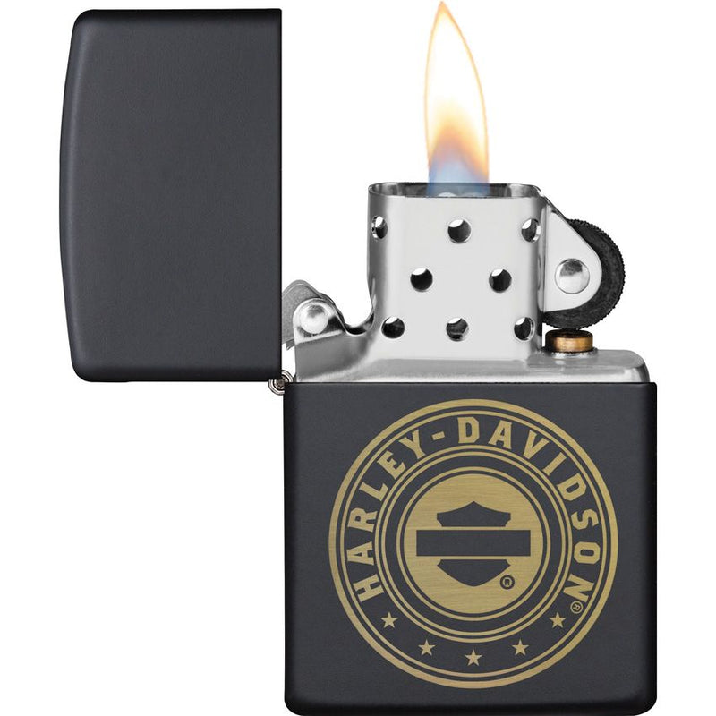 Zippo Lighter Harley-Davidson Design Windproof All Metal Construction With Black Matte Color And Dimensions 0.5" x 2.25" Made in USA 15701 -Zippo - Survivor Hand Precision Knives & Outdoor Gear Store