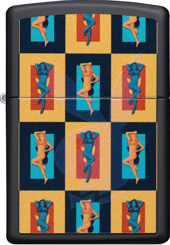 Zippo Playboy Lighter Blacklight Design Black Matte And Dimensions: 2.25" x 1.5" 23796 -Zippo - Survivor Hand Precision Knives & Outdoor Gear Store