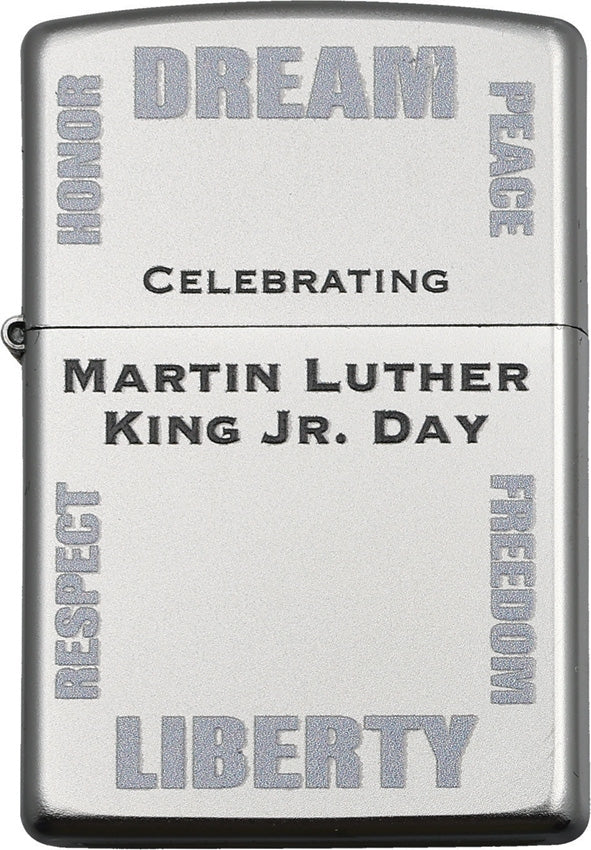 Zippo Lighter MLK Jr Satin Chrome Dimensions: 1.44" x 2.25" 10203 -Zippo - Survivor Hand Precision Knives & Outdoor Gear Store