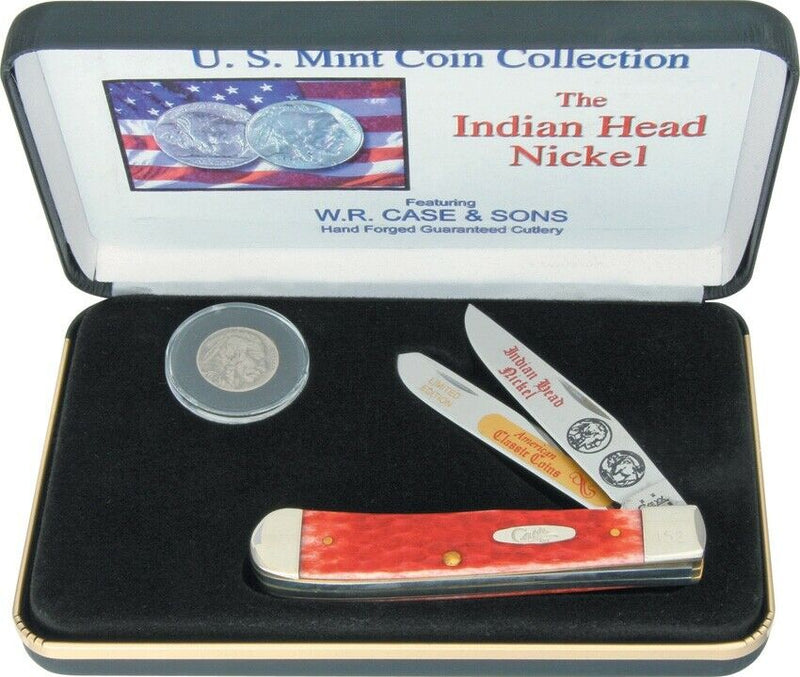 Case XX Indian Head Nickel Trapper Set Pocket Knife Stainless Blades Bone Handle IHNR -Case Cutlery - Survivor Hand Precision Knives & Outdoor Gear Store