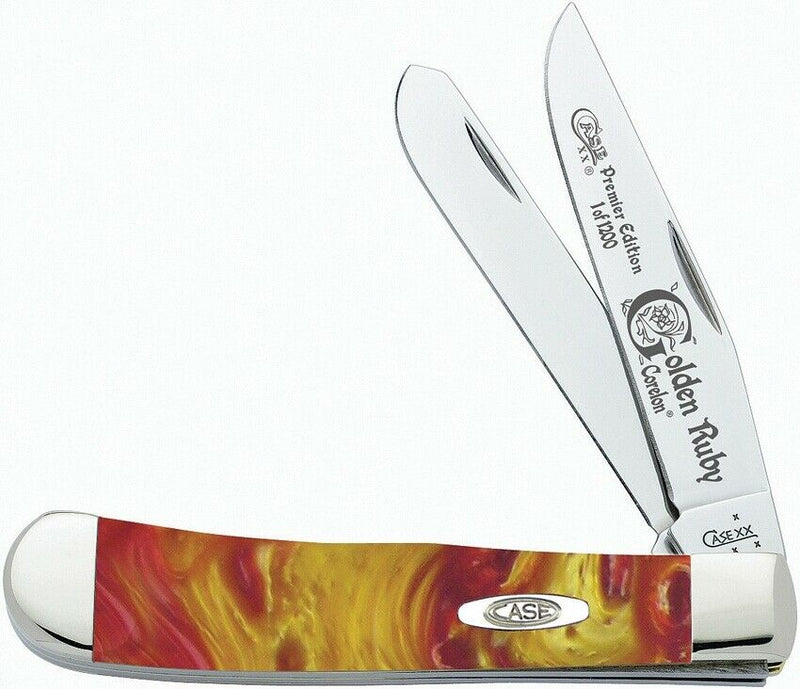 Case XX Trapper Pocket Knife Stainless Steel Blades Golden Ruby Corelon Handle 9254GR -Case Cutlery - Survivor Hand Precision Knives & Outdoor Gear Store