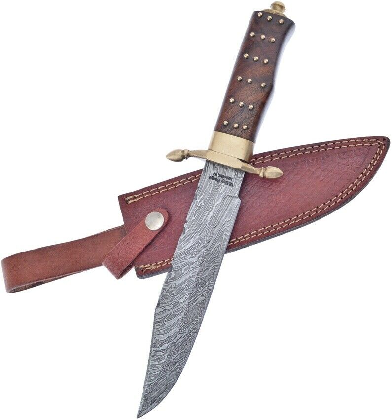 Frost Cutlery Bowie Fixed Knife 8.5" Damascus Steel Blade Walnut Handle VFD54 -Frost Cutlery - Survivor Hand Precision Knives & Outdoor Gear Store