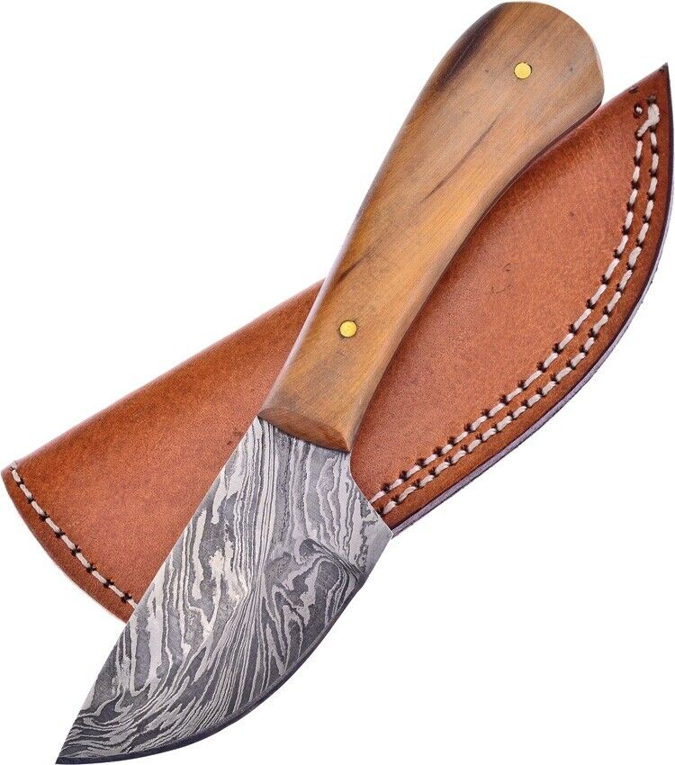 Frost Cutlery Skinner Fixed Knife 3" Damascus Steel Blade Olive Wood Handle VFD28OW -Frost Cutlery - Survivor Hand Precision Knives & Outdoor Gear Store