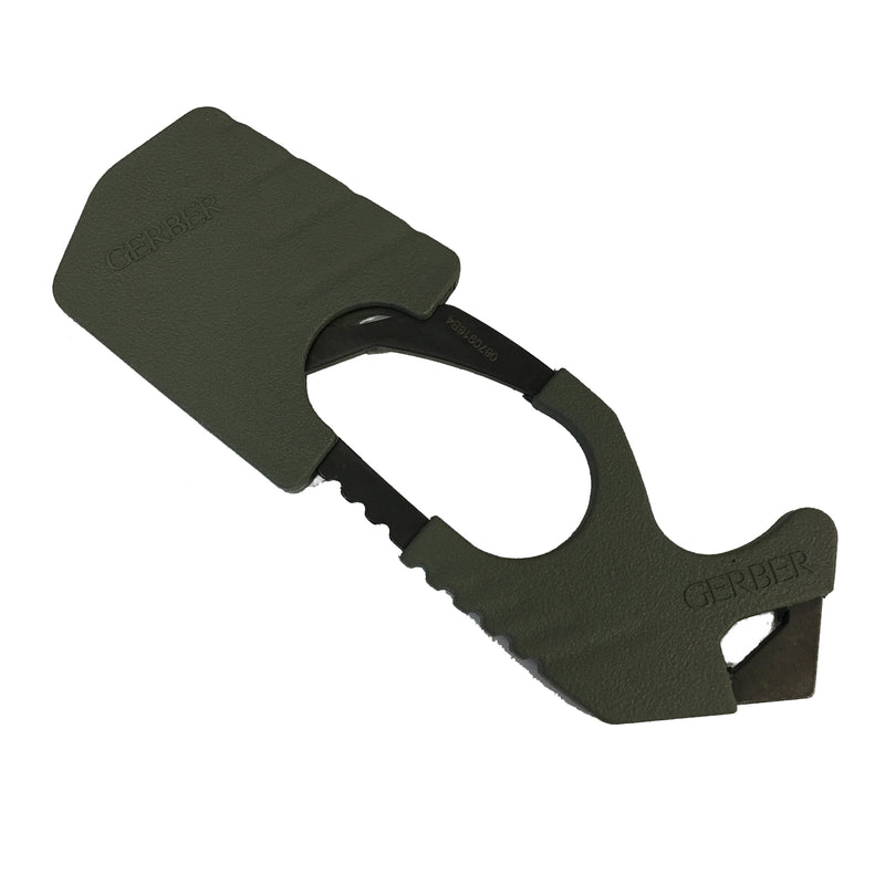 Gerber Strap Cutter Fixed Knife 420 HC Stainless Steel Blade Green Rubber Handle 1943 -Gerber - Survivor Hand Precision Knives & Outdoor Gear Store