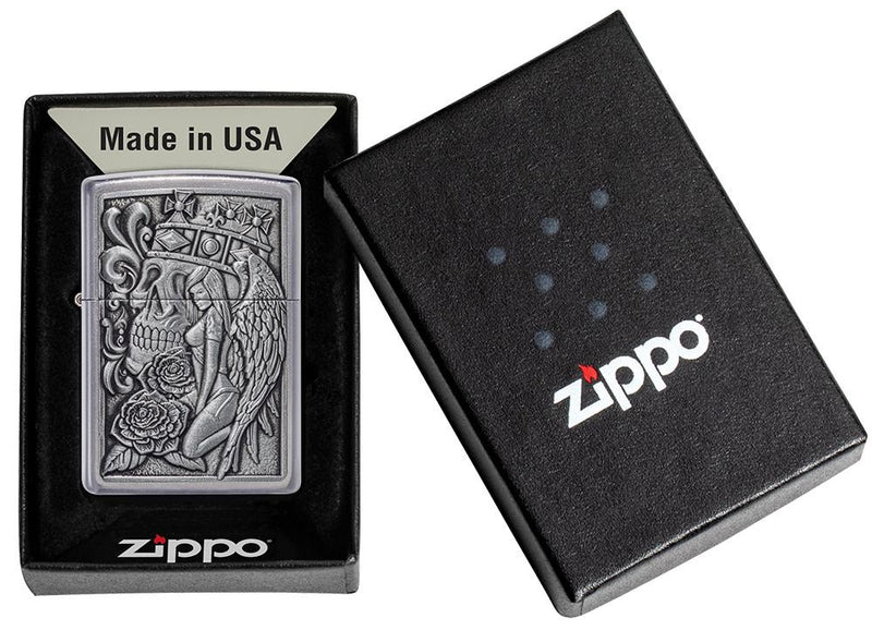 Zippo Lighter Skull And Angel Feature Windproof All Metal Construction 19938 -Zippo - Survivor Hand Precision Knives & Outdoor Gear Store