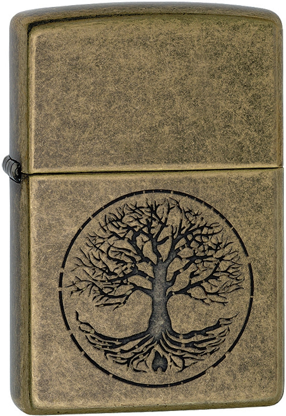 Zippo Lighter Tree of Life Dimensions: 1.44" x 2.25". Antique Brass Wind Resistant Lighting 11603 -Zippo - Survivor Hand Precision Knives & Outdoor Gear Store