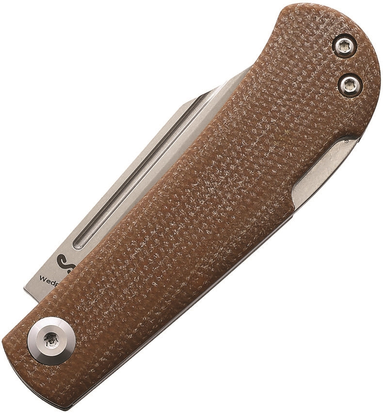 Kansept Knives Wedge Lockback Folding Knife 2.25" 154CM Steel Clip Point Blade Brown Canvas Micarta Handle 2026B3 -Kansept Knives - Survivor Hand Precision Knives & Outdoor Gear Store