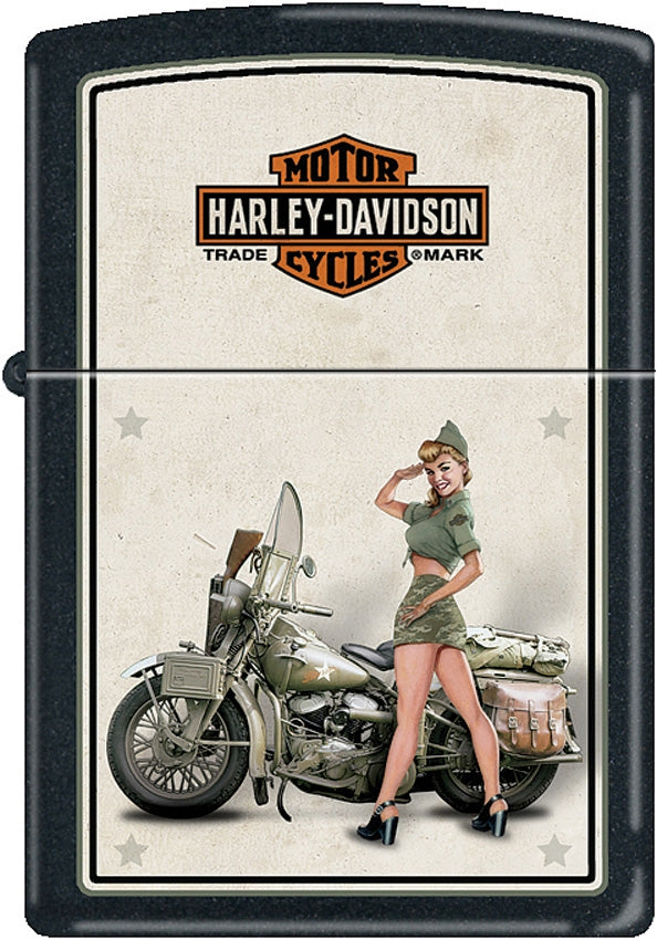 Zippo Harley-Davidson Harley US Army Pinup Lighters Wind Resistant Lighting Black Matte 9939 -Zippo - Survivor Hand Precision Knives & Outdoor Gear Store