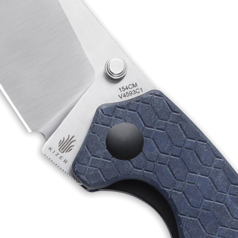 Kizer Cutlery Towser K Linerlock Folding Knife 3.5" 154CM Steel Blade Blue G10 Handle 4593C1 -Kizer Cutlery - Survivor Hand Precision Knives & Outdoor Gear Store
