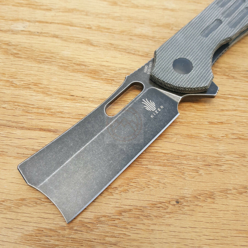 Kizer Cutlery Quatch Linerlock Folding Knife 3" Bohler N690 Steel Blade Black Linen Micarta Handle 3574N1 -Kizer Cutlery - Survivor Hand Precision Knives & Outdoor Gear Store