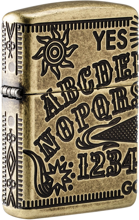 Zippo Lighter Ouija Board Dimensions: 1.44" x 2.25" Antique Brass Gift Boxed 11329 -Zippo - Survivor Hand Precision Knives & Outdoor Gear Store