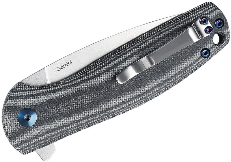 Kizer Cutlery Gemini Linerlock Folding Knife 3.12" N690 Steel Blade Black Micarta Handle 3471N4 -Kizer Cutlery - Survivor Hand Precision Knives & Outdoor Gear Store