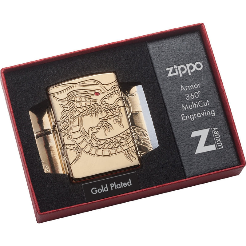 Zippo Asian 1.44" x 2.25" Dragon Armor Series With 360 Degree MultiCut Engraving 11797 -Zippo - Survivor Hand Precision Knives & Outdoor Gear Store