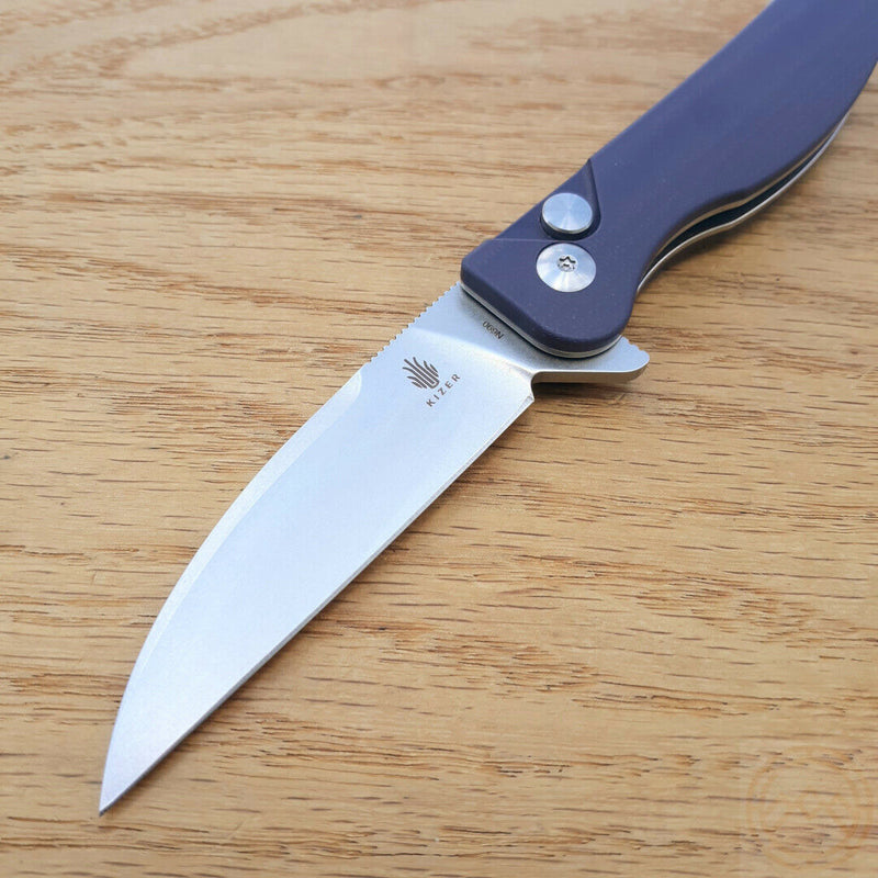 Kizer Cutlery Sway Back Button Lock Folding Knife 3" Bohler N690 Steel Blade Purple G10 Handle 3566N1 -Kizer Cutlery - Survivor Hand Precision Knives & Outdoor Gear Store