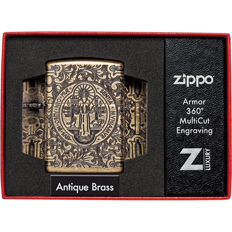 Zippo Lighter St. Benedict Armor Series With 360 Degree All Brass Construction 06197 -Zippo - Survivor Hand Precision Knives & Outdoor Gear Store