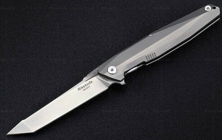 Rike Knife Kwaiken Folding Knife 3.75" CPM S35VN Steel Tanto Blade Gray Titanium Handle 1507T -Rike Knife - Survivor Hand Precision Knives & Outdoor Gear Store