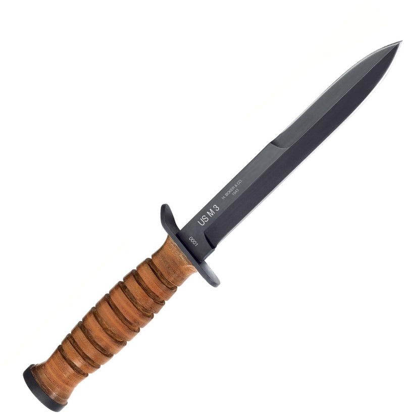 Boker Plus M3 Trench Fixed Knife 11.75" SK85 Steel Blade Brown Leather Handle 02BO048 -Boker Plus - Survivor Hand Precision Knives & Outdoor Gear Store