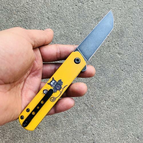 Kansept Knives Foosa Folder Folding Knife 3'' 154CM Steel Blade Yellow G10 Handle 2020T8 -Kansept Knives - Survivor Hand Precision Knives & Outdoor Gear Store