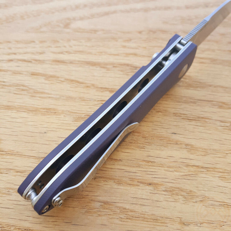 Kizer Cutlery Sway Back Button Lock Folding Knife 3" Bohler N690 Steel Blade Purple G10 Handle 3566N1 -Kizer Cutlery - Survivor Hand Precision Knives & Outdoor Gear Store