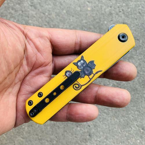 Kansept Knives Foosa Folder Folding Knife 3'' 154CM Steel Blade Yellow G10 Handle 2020T8 -Kansept Knives - Survivor Hand Precision Knives & Outdoor Gear Store