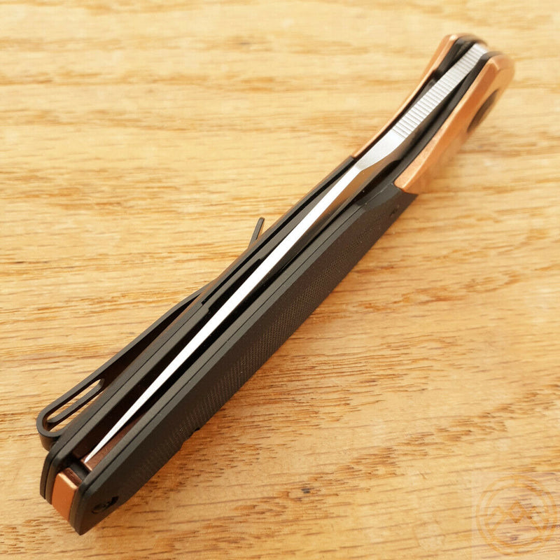 Kizer Cutlery Grazioso Linerlock Folding Knife 3.5" Bohler N690 Steel Blade Black Copper G10 Handle 4572N1 -Kizer Cutlery - Survivor Hand Precision Knives & Outdoor Gear Store