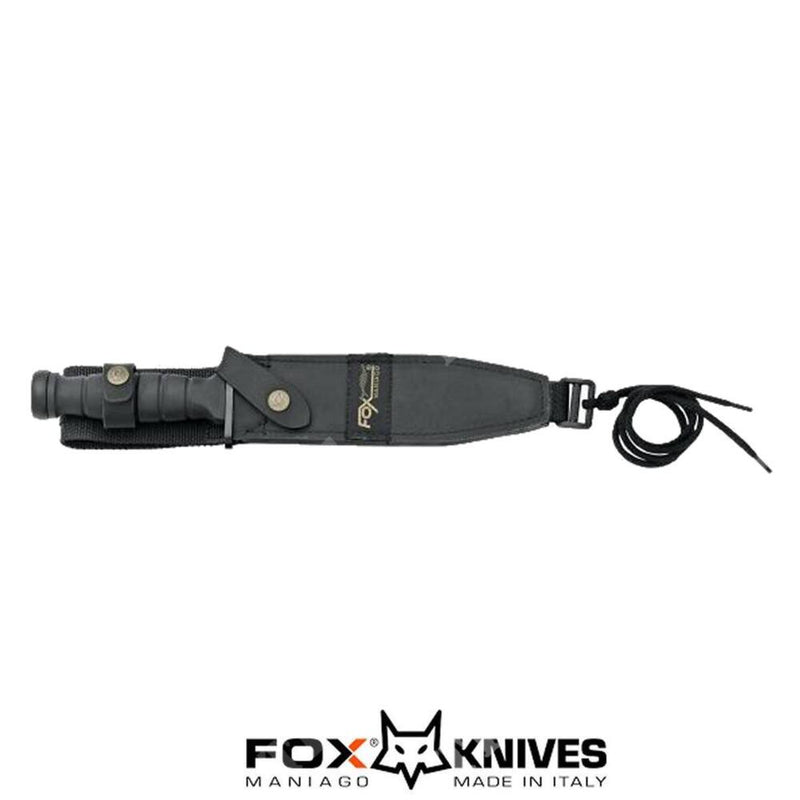 Fox Tactical Fixed Knife 5.13" PTFE Coated Part Serrated 440C Steel Blade Black Rubber Handle 1685T -Fox - Survivor Hand Precision Knives & Outdoor Gear Store