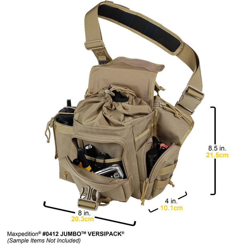 Maxpedition Jumbo Versipack Khaki Zipper Sleeve Pockets One Drawstring Pocket 412K -Maxpedition - Survivor Hand Precision Knives & Outdoor Gear Store