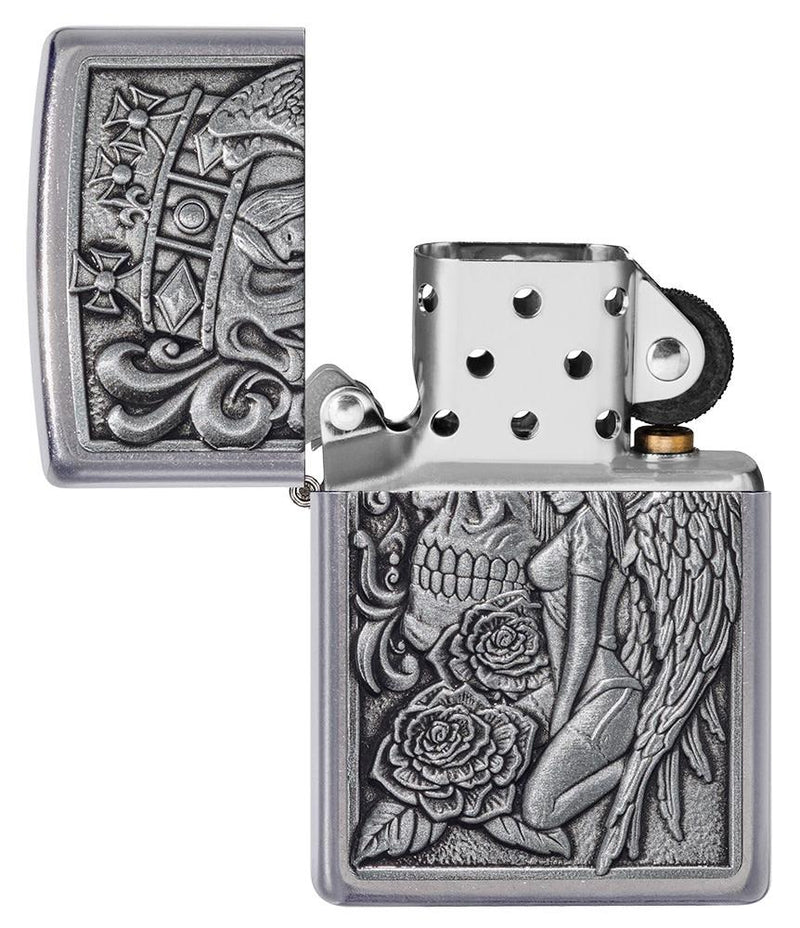 Zippo Lighter Skull And Angel Feature Windproof All Metal Construction 19938 -Zippo - Survivor Hand Precision Knives & Outdoor Gear Store