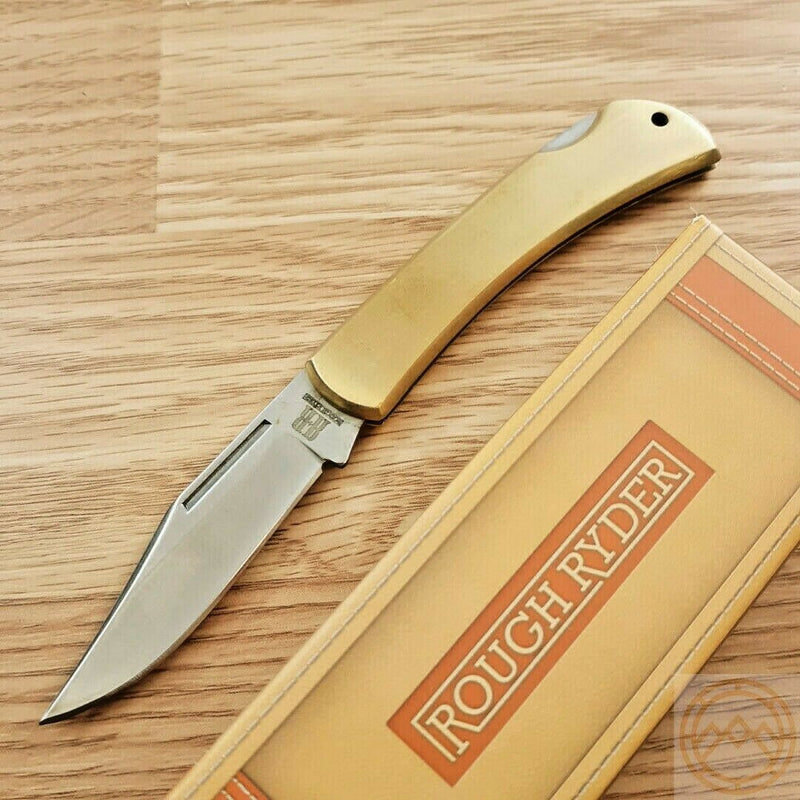 Rough Ryder Lockback Folding Knife 2.5" 440 Steel Clip Blade Brushed Brass Handle 1978 -Rough Ryder - Survivor Hand Precision Knives & Outdoor Gear Store