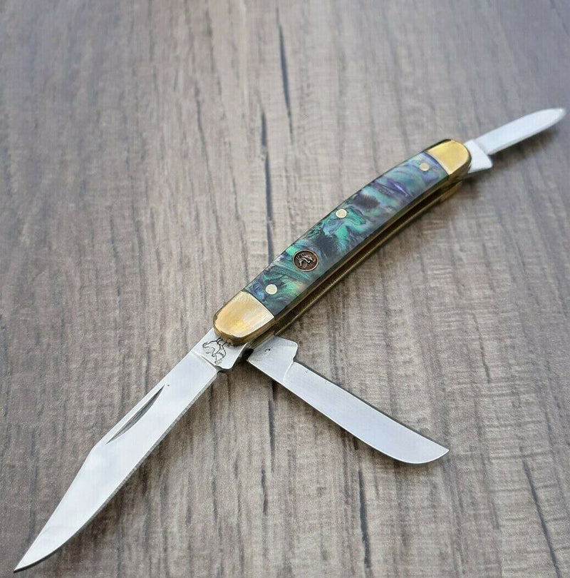 Hen & Rooster Stockman Pocket Knife Stainless Steel Blades Imitation Abalone Handle 303IAB -Hen & Rooster - Survivor Hand Precision Knives & Outdoor Gear Store