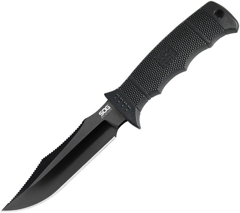 SOG Seal Pup Elite Fixed Knife 4.5" Black TiNi Coated AUS-8 Steel Blade Glass-Reinforced Nylon Handle GE37SNCP -SOG - Survivor Hand Precision Knives & Outdoor Gear Store