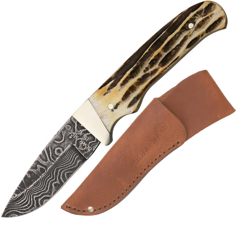 Bear & Son Fixed Knife 2.75" Damascus Steel Drop Point Skinner Blade Genuine India Stag Bone Handle 548D -Bear & Son - Survivor Hand Precision Knives & Outdoor Gear Store