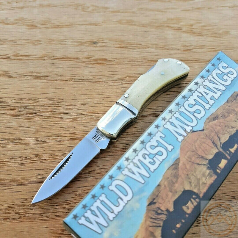 Rough Ryder Little Mustang Folding Knife 1.5" 440 Steel Blade White Bone Handle 1296 -Rough Ryder - Survivor Hand Precision Knives & Outdoor Gear Store